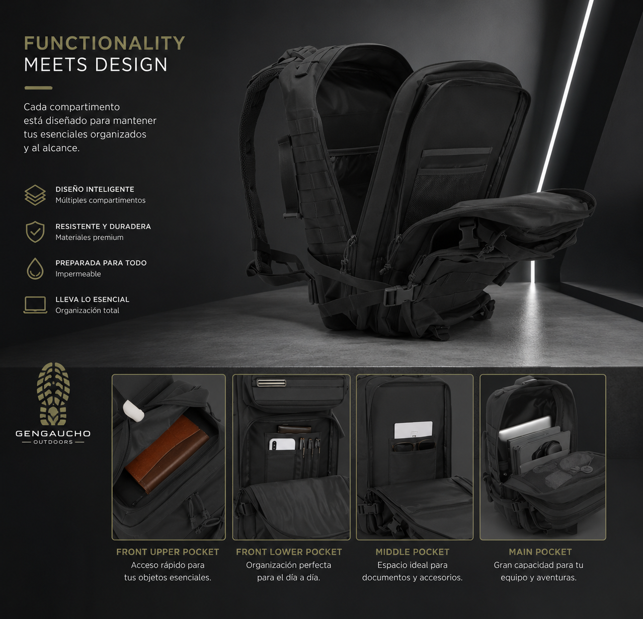 Mochila Táctica Extrema GENGAUCHO 45L